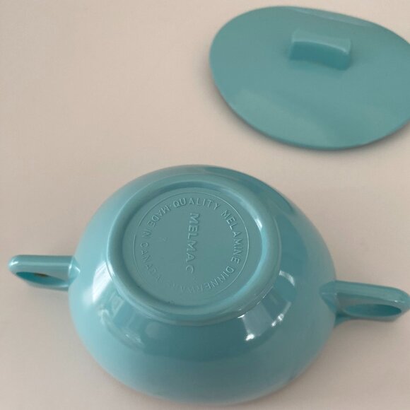 Vintage MELMAC creamer sugar and 4 cups Reto Made in Canada Turquoise - Picture 5 of 8